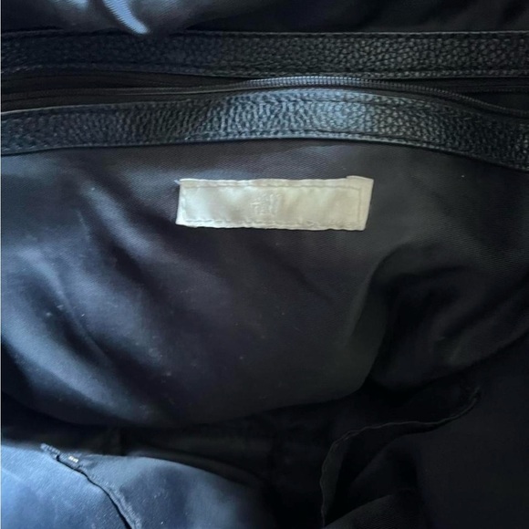 H&M Black Faux Leather & Suede Hobo Bag with Gold Bottom Zipper Detail - Picture 2 of 5